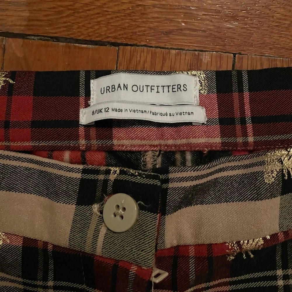 Urban Outfitters Plaid High-Rise Straight-Leg Pants in Red, Tan, Black - Picture 4 of 5